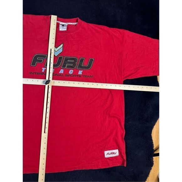 Y2K FUBU Track Racing T Shirt Red Hip Hop Baggy Style Sz XXL B20 - Picture 6 of 6